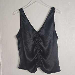 H & M Elegant Black Satin Sleeveless Top